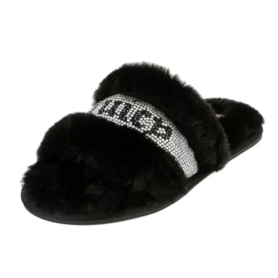

Women's Plush Faux Fur Slippers Cozy Open-Toe Slides, Soft Indoor/Outdoor House Shoes