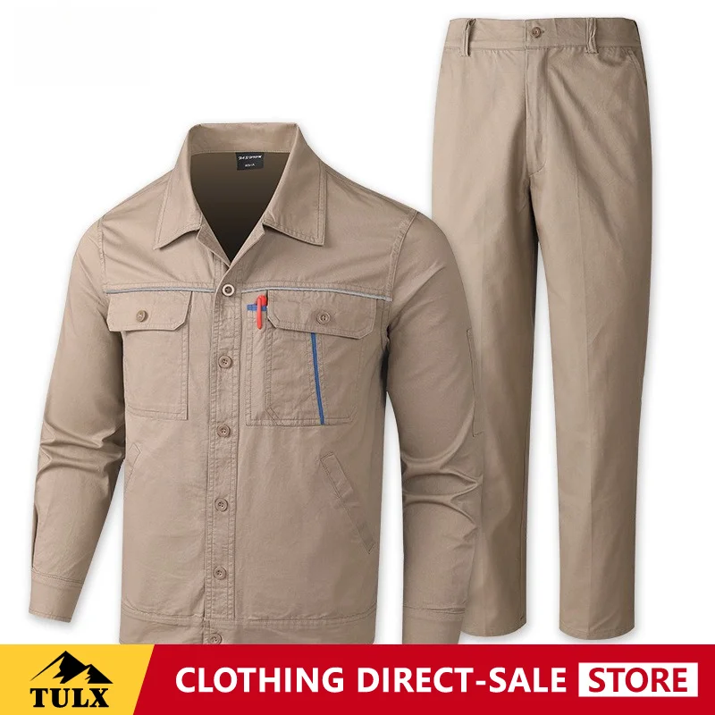 Pure Cotton Set Thin Moisture Wicking Breathable Wear-resistant Labor Protection Suit Outdoor Mountaineering Training Work Suit