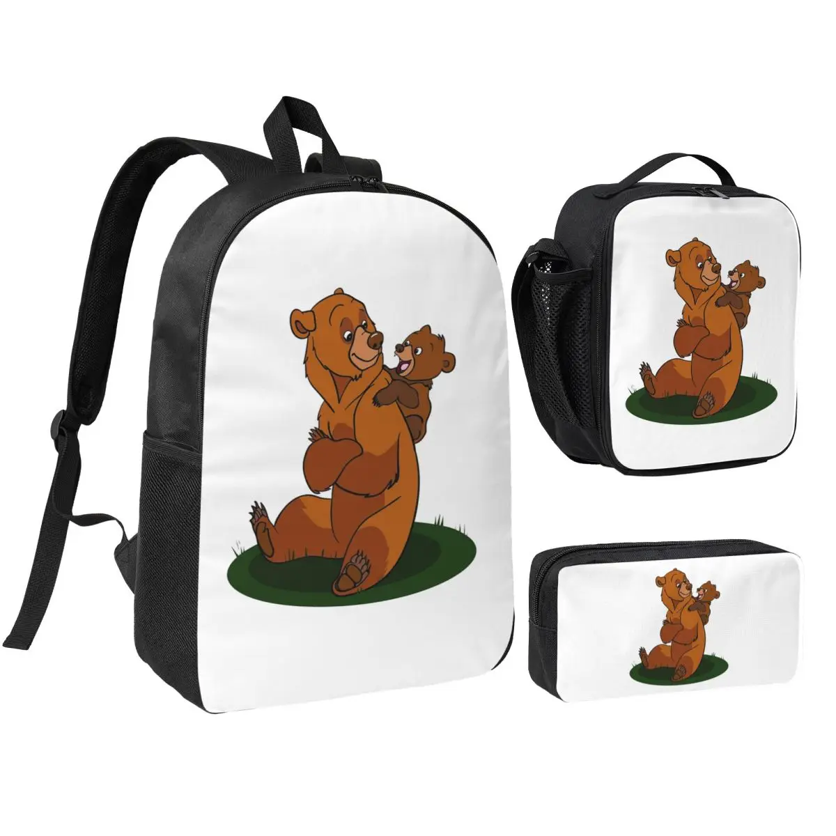 

Brother Bear Backpack Student Boys Girls BookBag School Bag Computer Shoulder Bags 3ps Insulated Lunch Bag Pencil Case