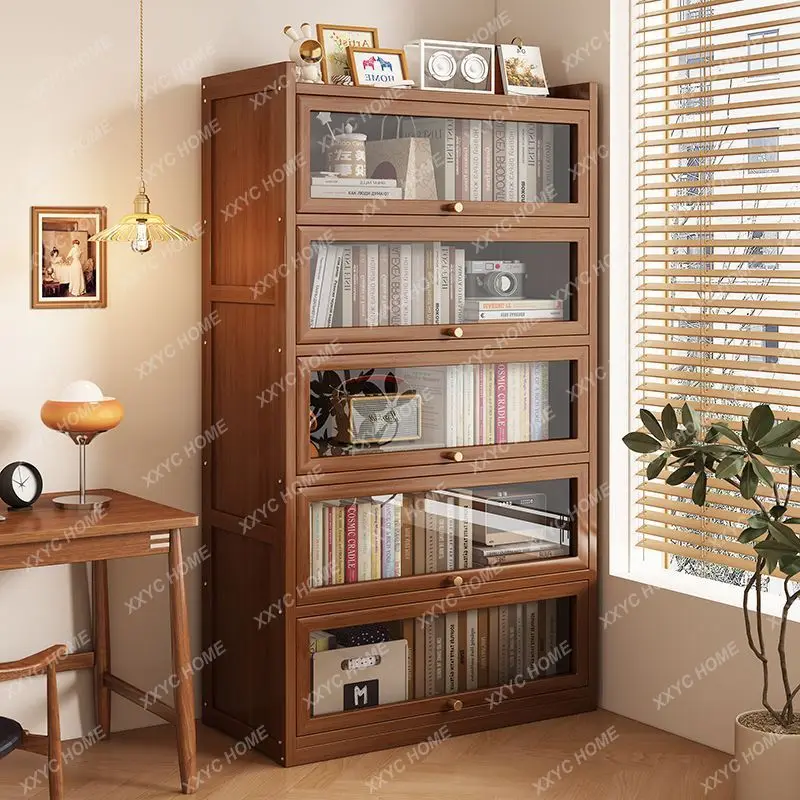 Bookshelf Shelf Floor-to-ceiling simple household bookcase with door Dust-proof locker Office storage cabinet File cabinet