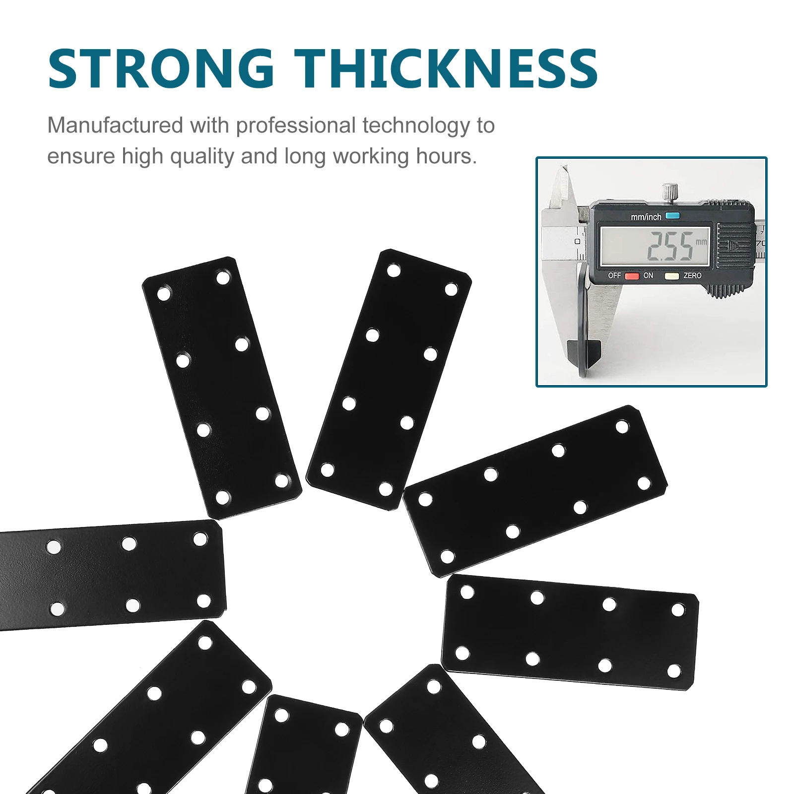 

8pcs Fixing Plate Black 38x100mm Plate Straight Braces Mending Plates Mending Brace Furniture Repair Reinforced