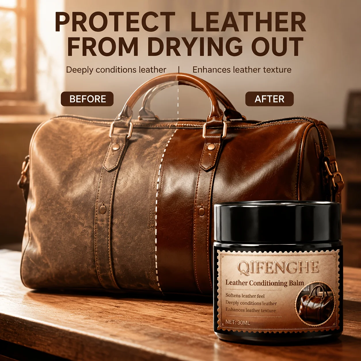 1oz Natural Leather Conditioner Balm Suitable for Leather Care, Restorer & Protectant - Non-Greasy Formula for Shoe, Car, Furnit