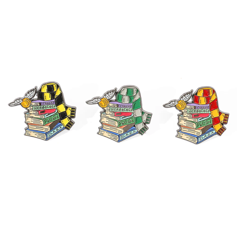 

1pc Magic Book World Enamel Pin Wizard School Witch Scarf Pin Backpack Lapel Badge Gift for Kids and Friends