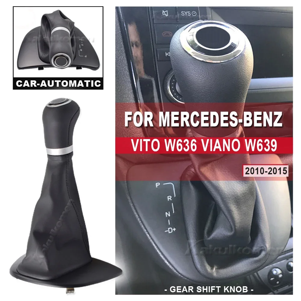 Fit For Mercedes Benz Vanio W639 Vito W636 Car Gear Shift Shifter Knob Lever Handle Head With Leather Dust-Proof Cover