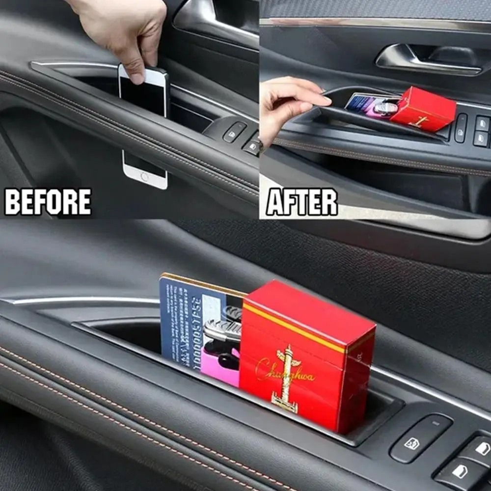 Car Front Inside Door Storage For Peugeot 3008 3008GT 2016 2017 2018 Pallet Armrest Container Box Cover Interior Accessories  ﻿