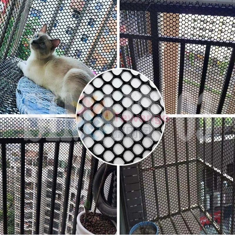 Anti-Falling Cat Net | Pet Balcony Safety Fence DIY Plastic Mesh | Stairs Protection 0.8/1.2/1.8cm Grid