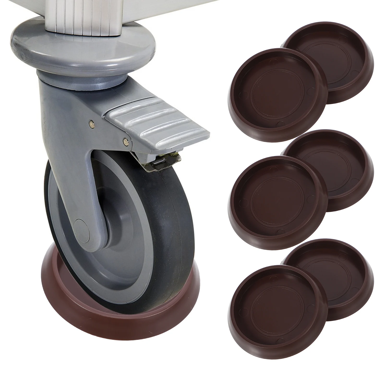 

12pcs Anti Slip Caster Cups Round Floor Protectors for Furniture 1 3 4 Inch Brown Easy Install Non Skid Furniture Parts