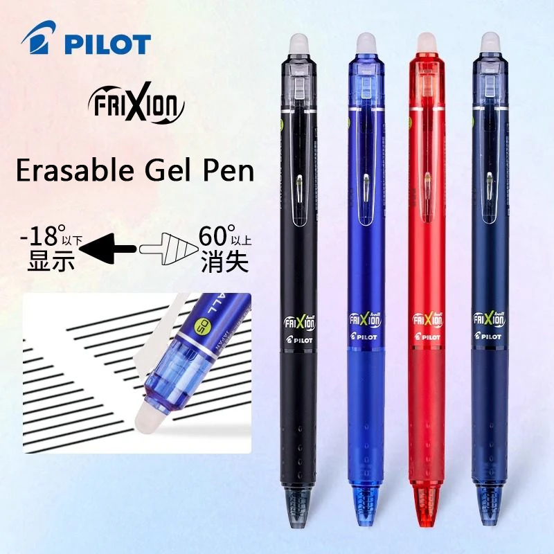 PILOT Frixion Click 0.5mm Erasable Gel Pen for School Kids,Heat Disappears Ink,Black/Red/Blue/Navy Pen For Homework,Take Notes