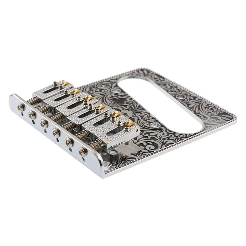 6 String Roller Saddle Bridge Plate 3 Way Switch Control Plate Metal For Tele Telecaster Style Electric Guitar -Silver