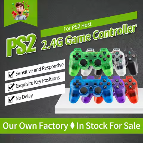 Hot Sale Wireless Gamepad for PS2 Controller for Playstation 2 Console Joystick 2.4G Double Vibration Shock Joypad USB PC Game