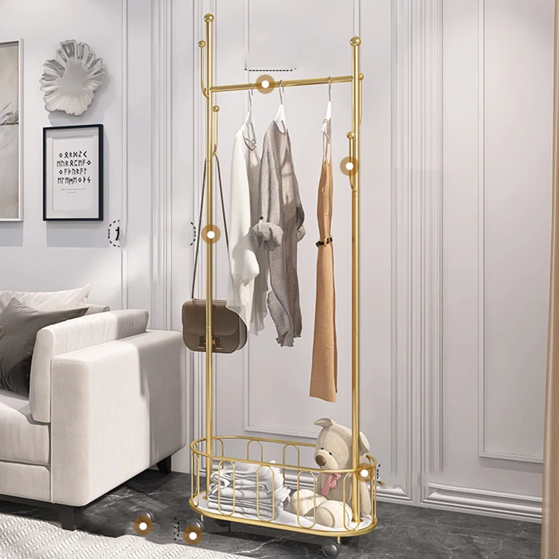 

Hat Shoe Clothing Rack Coat Hangers Living Room Garment Rack Floor Luxury Standing Gold Perchero De Pie Furniture WWH35XP