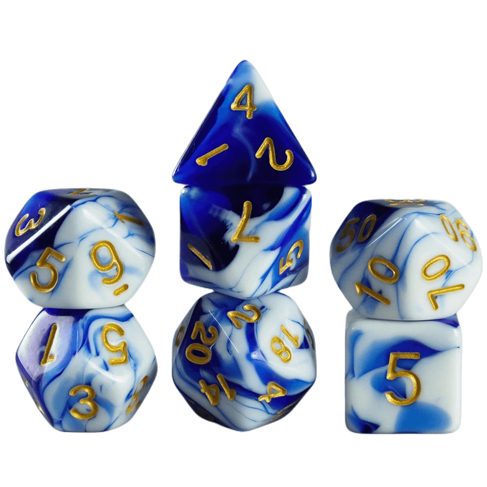 RPG Dice Polyhedral Dice Set for Board Games /Teaching Math Party Accessories,7PCS/Set Double Colors Board Games Die