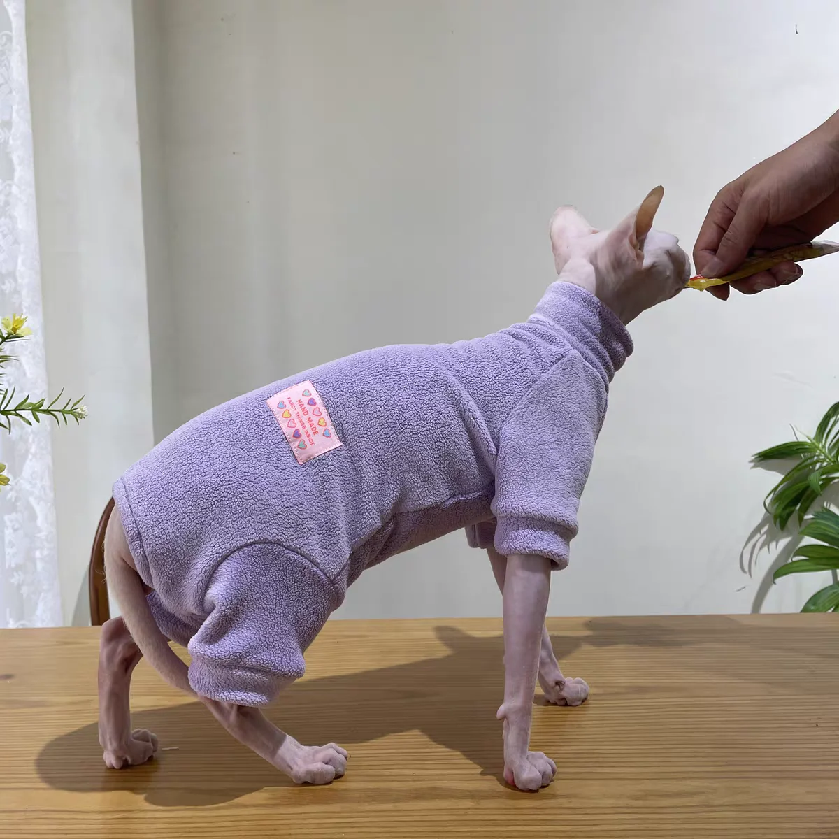Fleece-Mantel für Sphynx-Katzen, warmer Sweatshirt, 4-beiniger Overall für Kätzchen und Hunde, weiche Freizeitkleidung für männliche Katzen, Devon Rex-Pullover. – Detail 13