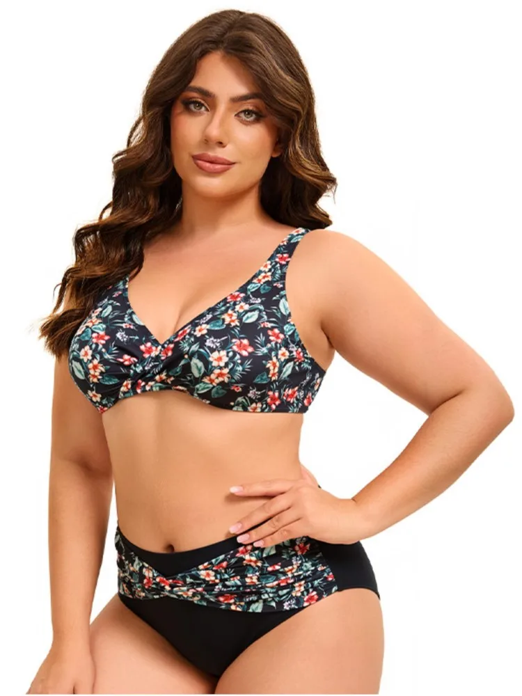 Plus Size High Waist Bikini Women's Push Up Large Size Swimsuit 2026 Summer Mujer Big Size Tummy Control Swimwear Bikini Sets view 5