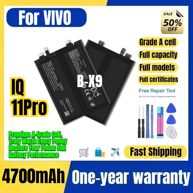 B-X9 for VIVO IQ 11Pro Phone Battery 0 Cycle High Quality High Capacity Battery Replacement Bateria Grade A Cell with Tools