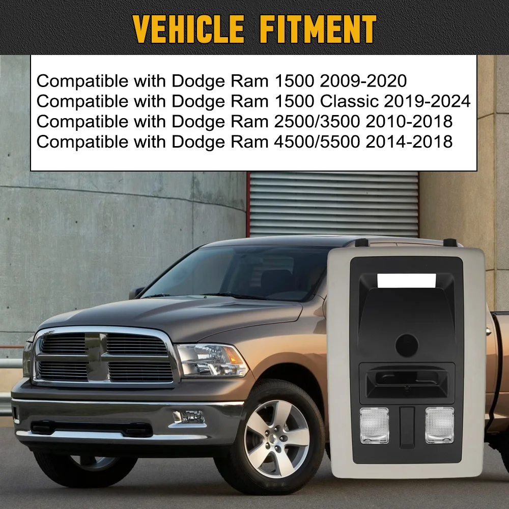 

5SK70BD1AA Halogen Bulb Overhead Console Map Dome Light Assembly For Dodge Ram 1500 Classic 2500 3500 4500 5500 2009-2024