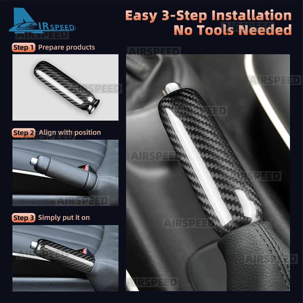 AMBERMILE Carbon Fiber for Mini Cooper R55 Clubman R56 R57 R58 R59 R50 R53 Accessories Interior Car Handbrake Grip Covers Trim