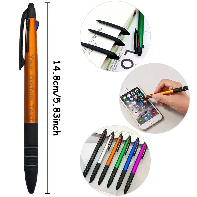 20PCS Customizable Colorful 3-in-1 Retractable Pens Set with Multiple Colors Plastic Body Ideal for Back-to-School Supplies
