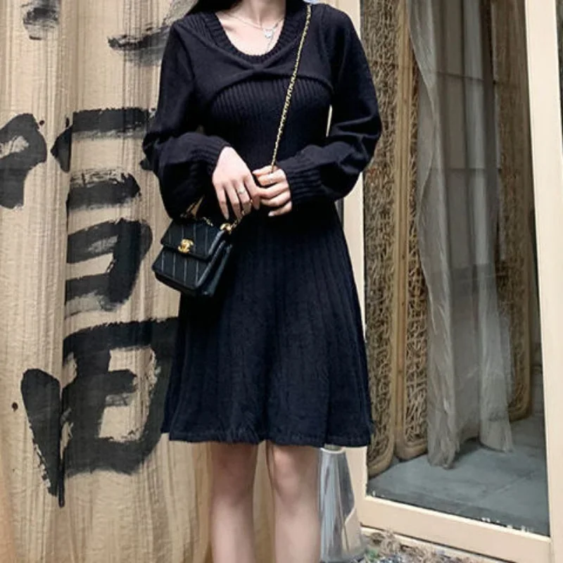 Red Woman Dress 2024 Knitted Crochet Dresses for Women Clothes Black Korean Style Hot Harajuku Chic and Elegant Pretty Luxury