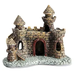 Poissons de château en résine pour décoration d'aquarium, ornements de tour de château, accessoires précieux, 1 pièce