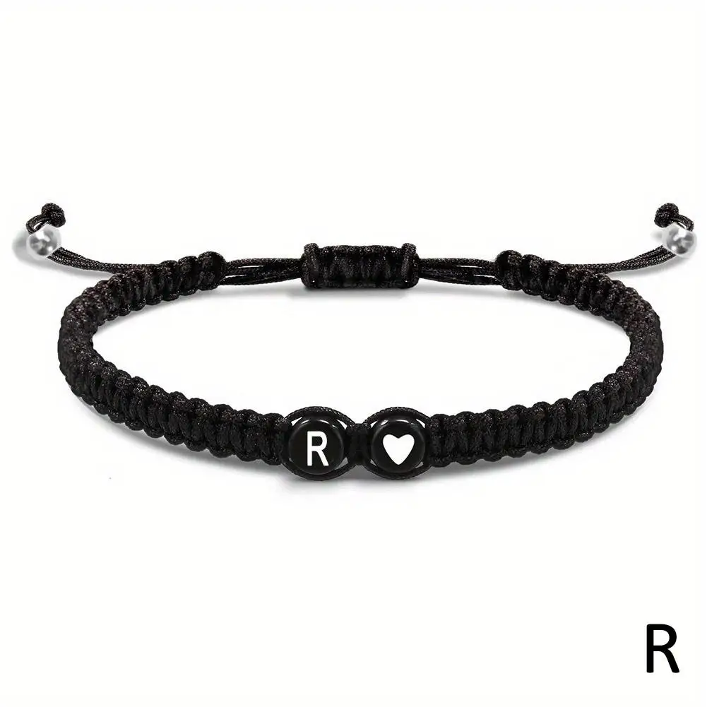 26-Buchstaben-Anfangsherz-Armbänder, handgefertigt, verstellbar, A-Z-Name, geflochtene Armbänder für Damen und Herren, Freundschaftsschmuck, Geschenke