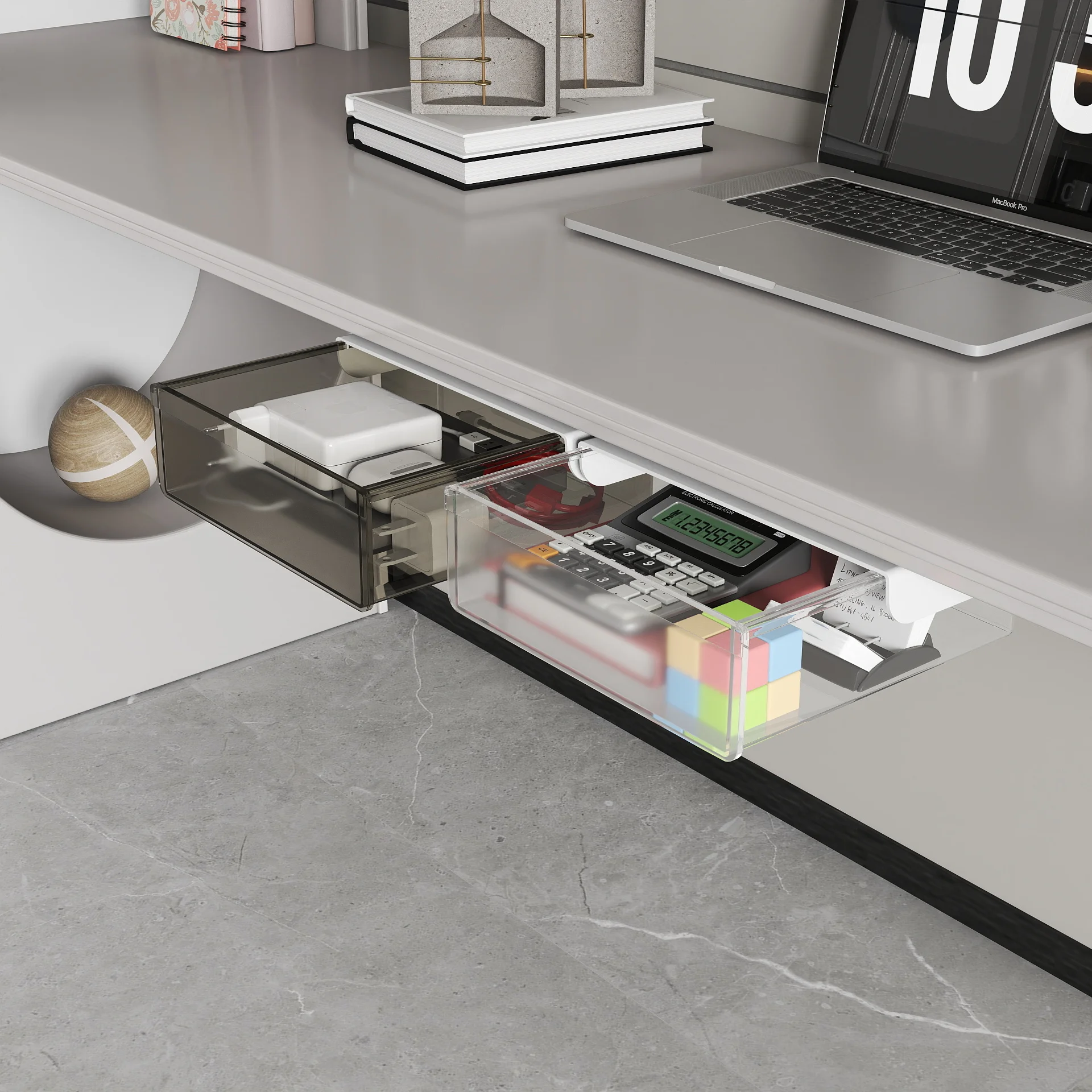 

Настольный органайзер-ящик для экономии пространства под столом с плавными направляющими, для ручек, канцелярских принадлежностей и офисных принадлежностей
