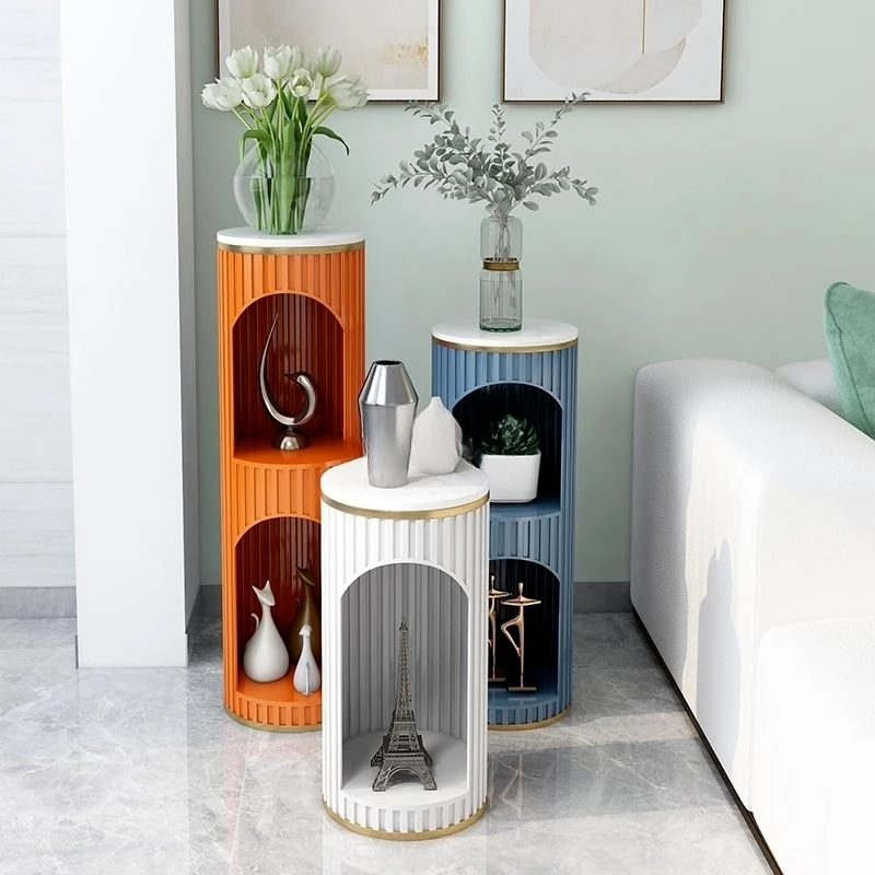 Nordic living room light luxury fashion landing subway art round storage rack commercial beauty salon nail shop display stand