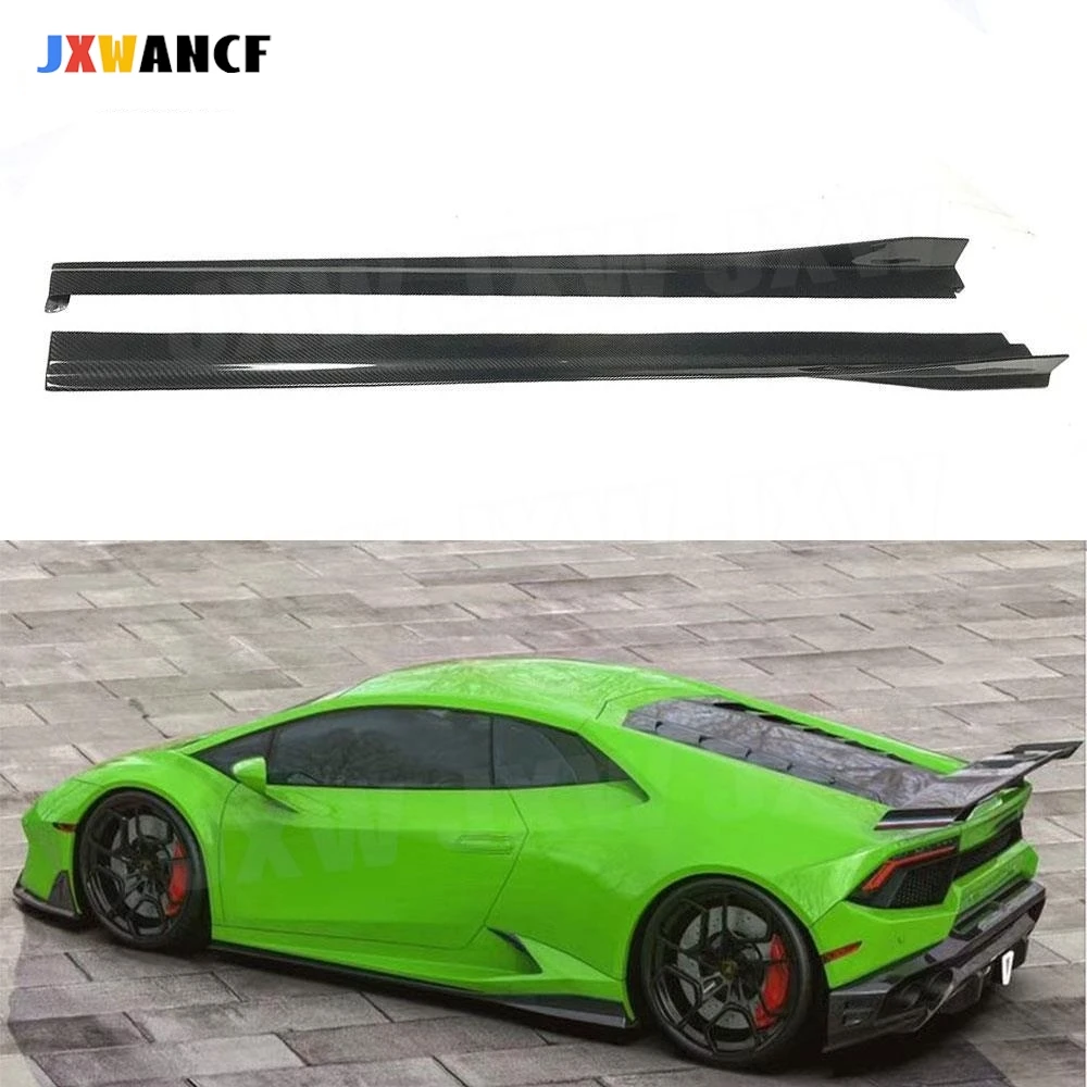 

JXWANCF 2PCS Dry Carbon Fiber Black Material Side Skirts Case For Lamborghini LP580 LP610 Bumper Guard S Styls FRP