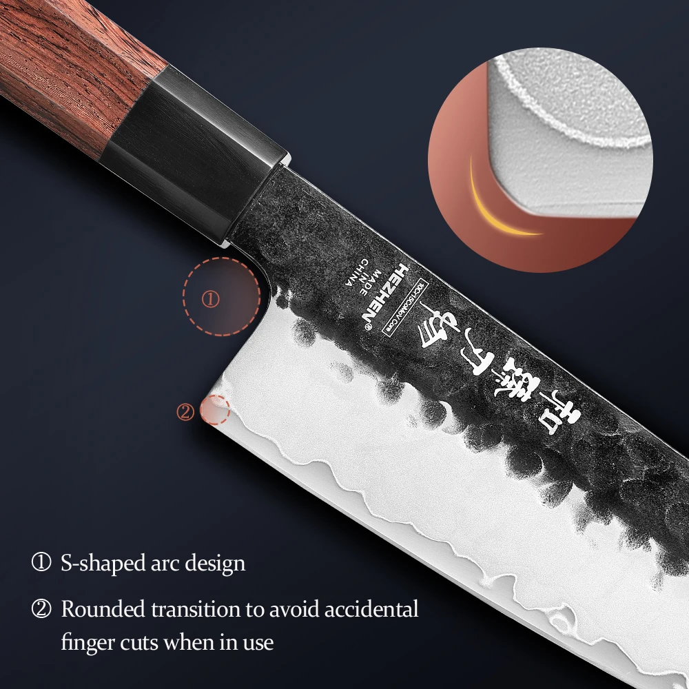 HEZHEN 8.5 Inches Chef Knife Three-layer Composite Steel Stainless Steel High Quality Cook Knife Kitchen Knives Razor Sharp