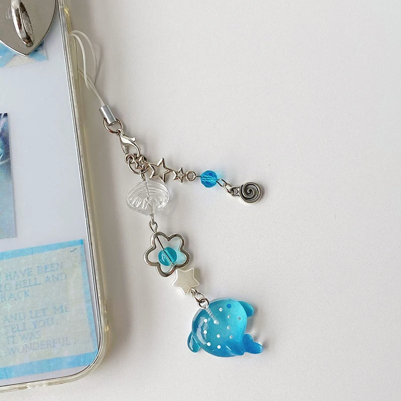 Y2k Cute Simulation Marine Shark Mobile Phone Chain Handcrafted Beaded Keyring Accessory Stylish Unique Fish Charm Aesthetic