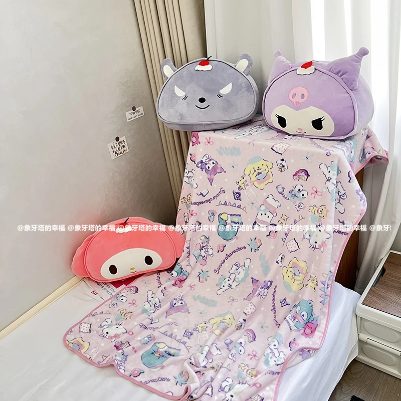 

Kawaii Sanrio плюшевая подушка одеяло Kuromi My Melody Baku задняя подушка диванная подушка диван кровать домашний Декор подарок для девочки