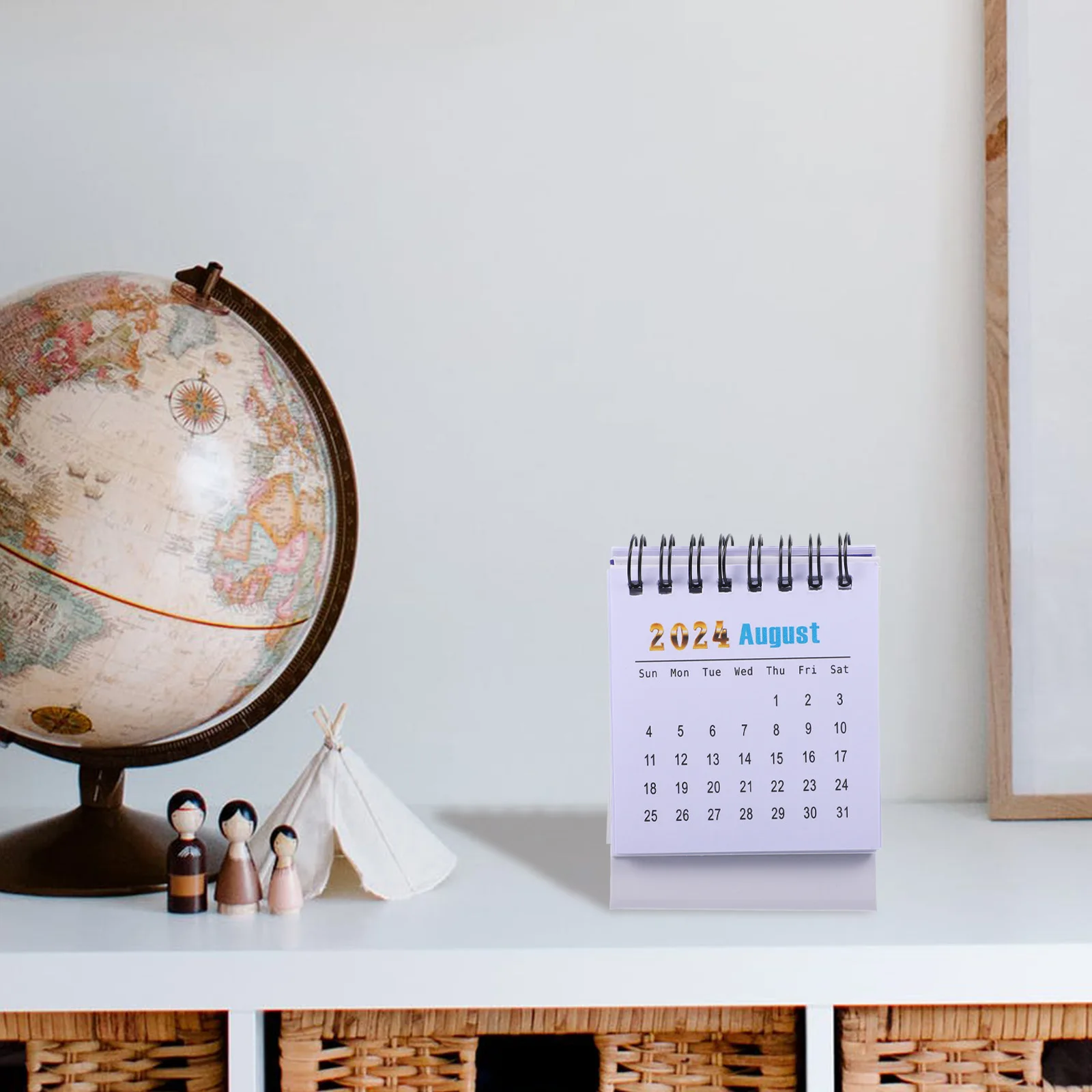 

2024 Mini Desk Calendar Monthly Memo Desktop Daily Small Office Decorative Table Easel Standing Holder Thick Material