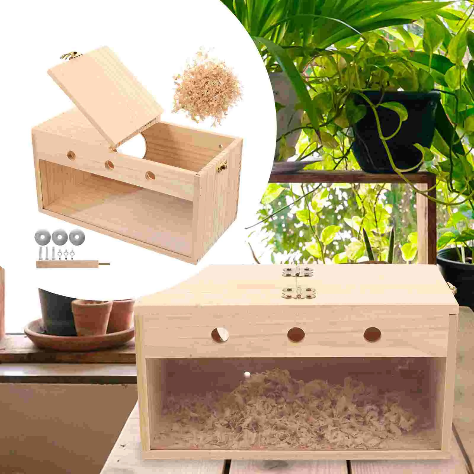 

Bird Feeders for Outdoors Transparent Breeding Box Wood Parakeet Nest Nests Garden Nesting House The Bird's Wooden Travel