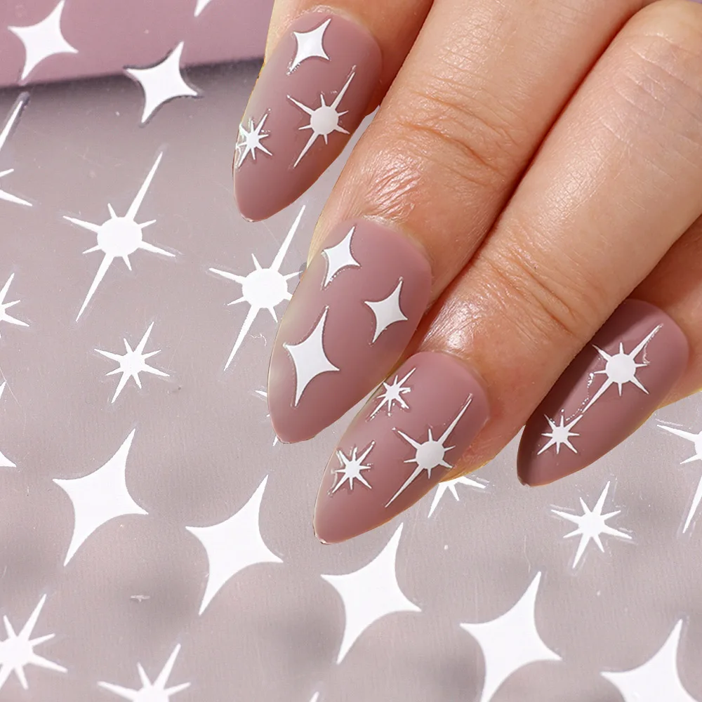 Glossychic-pegatinas de estrellas para uñas, calcomanía de astrología 3D, plata, oro, negro, blanco, Starshine Nail Art, Idea de diseño, manicura, deslizador adhesivo