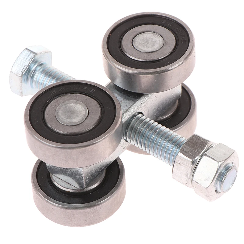 New·1PC Steel Bearing Pulley Hanging Wheel Parts Rollers 4 Wheel Trolley Assembly Roller Hanging Sliding Track Wheel·