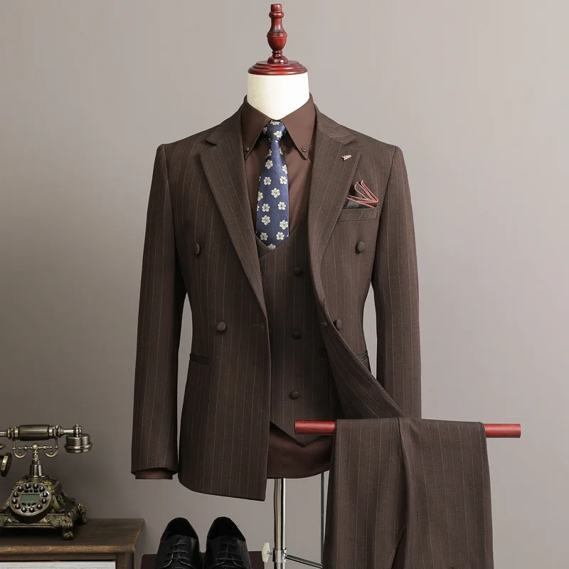 

Men High Quality Spring Suit Men 3piece British Business Suit