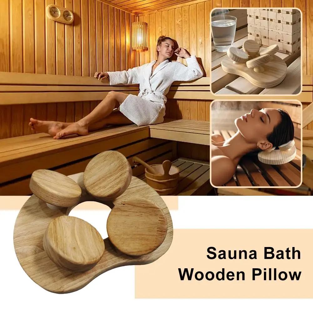 

Natural Solid Wood Bath Neck Pillow Ergonomic Waterproof Anti-Mildew Spa Sauna Relax Cushion Smooth Polished Wooden Back