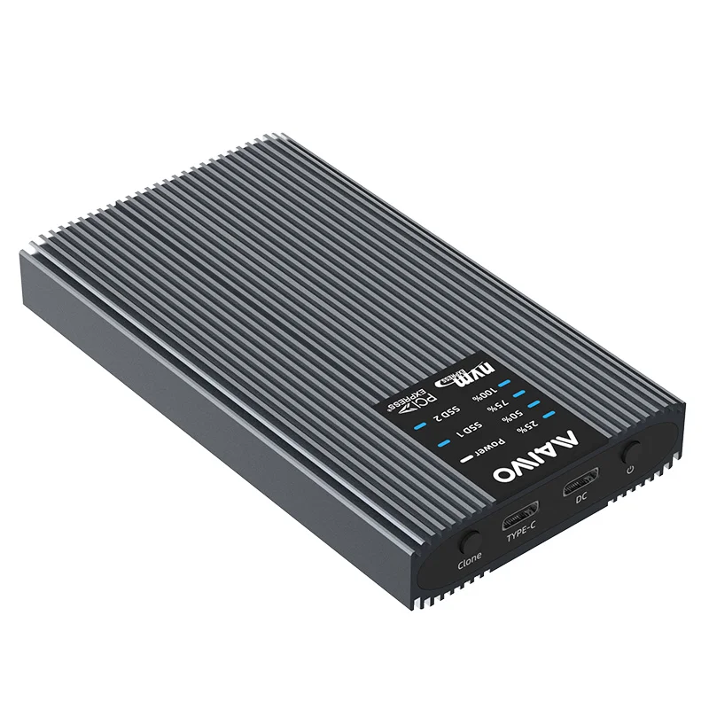 Dual Bay NVMe SSD Aluminum Enclosure USB3.2 20Gbps M2 AHCI Enclosure 20Gbps Clone SSD Case Product Category for HDD Enclosure