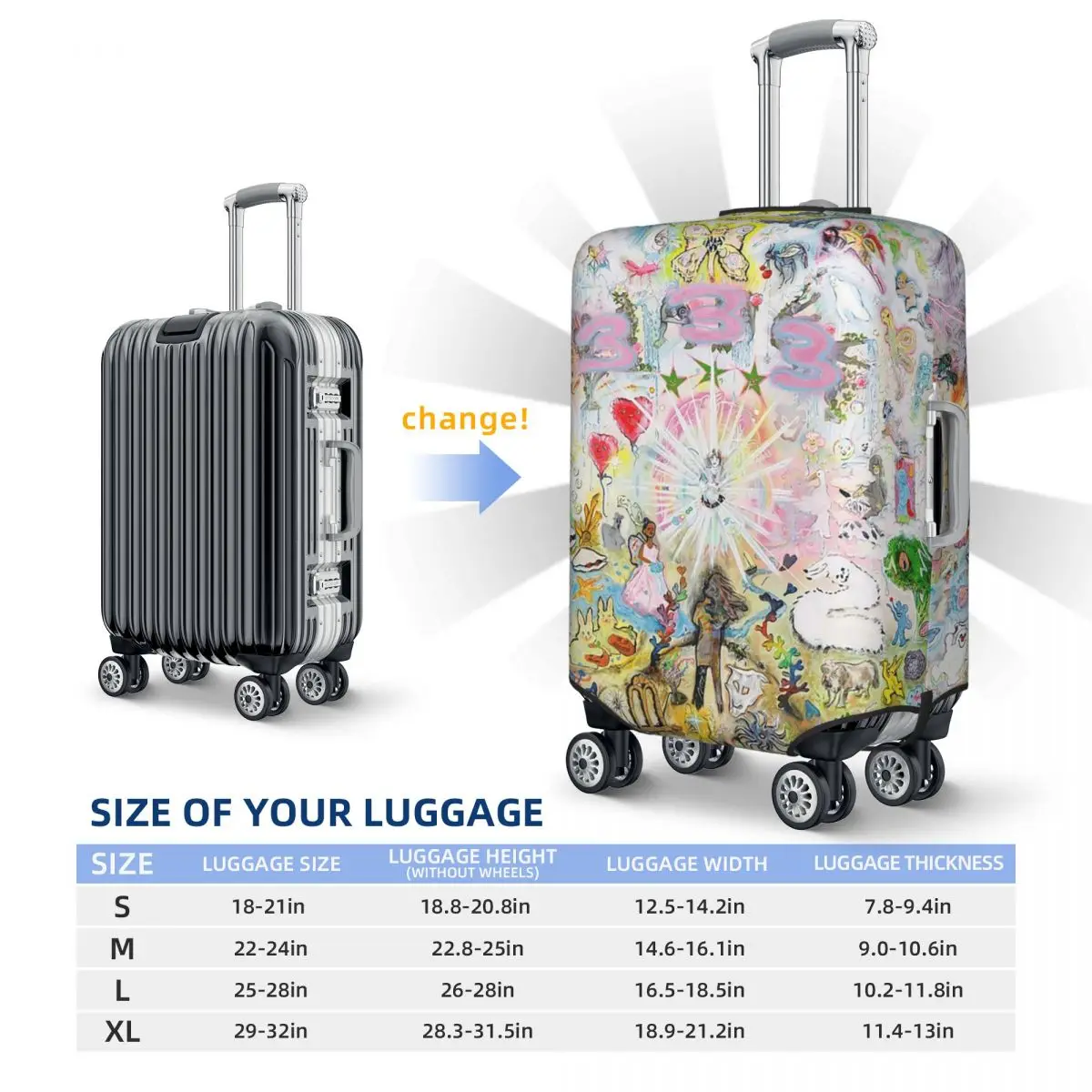 Drain Gang Bladee 333 альбом Cov чехол для чемодана защитные эластичные защитные чехлы для багажа для 18-32 дюймов