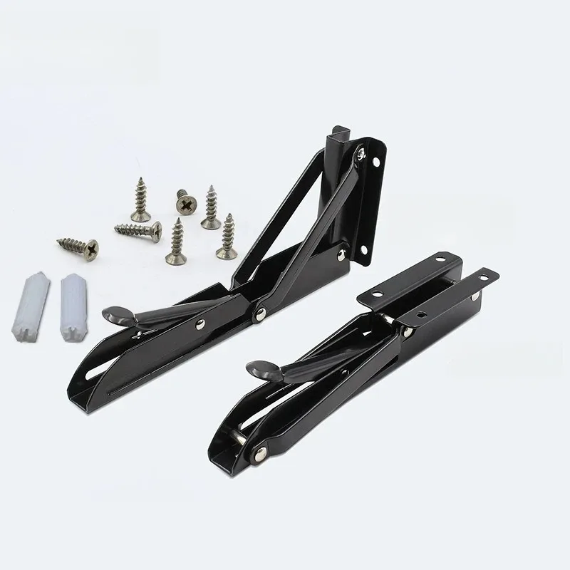 2pcs 8-20inch Stainless Steel Folding Angle Bracket Triangle Shelf Heavy Support Adjustable Wall Mounted Bench SilverWhite Black image 6