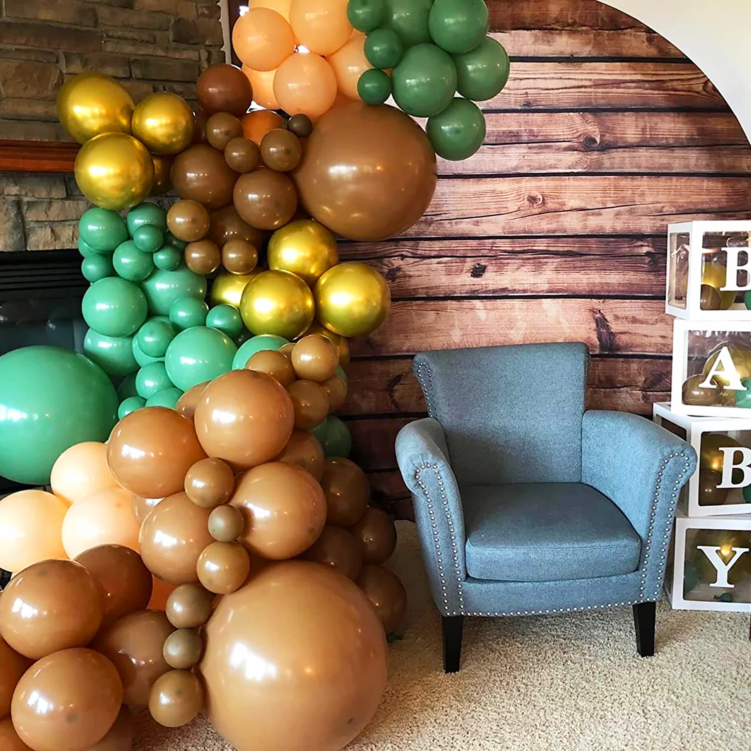 13-teiliges Latex-Ballon-Set aus braunem, grünem Gold, geeignet für Geburtstagsfeiern, Hochzeiten, Valentinstag-Party-Dekoration