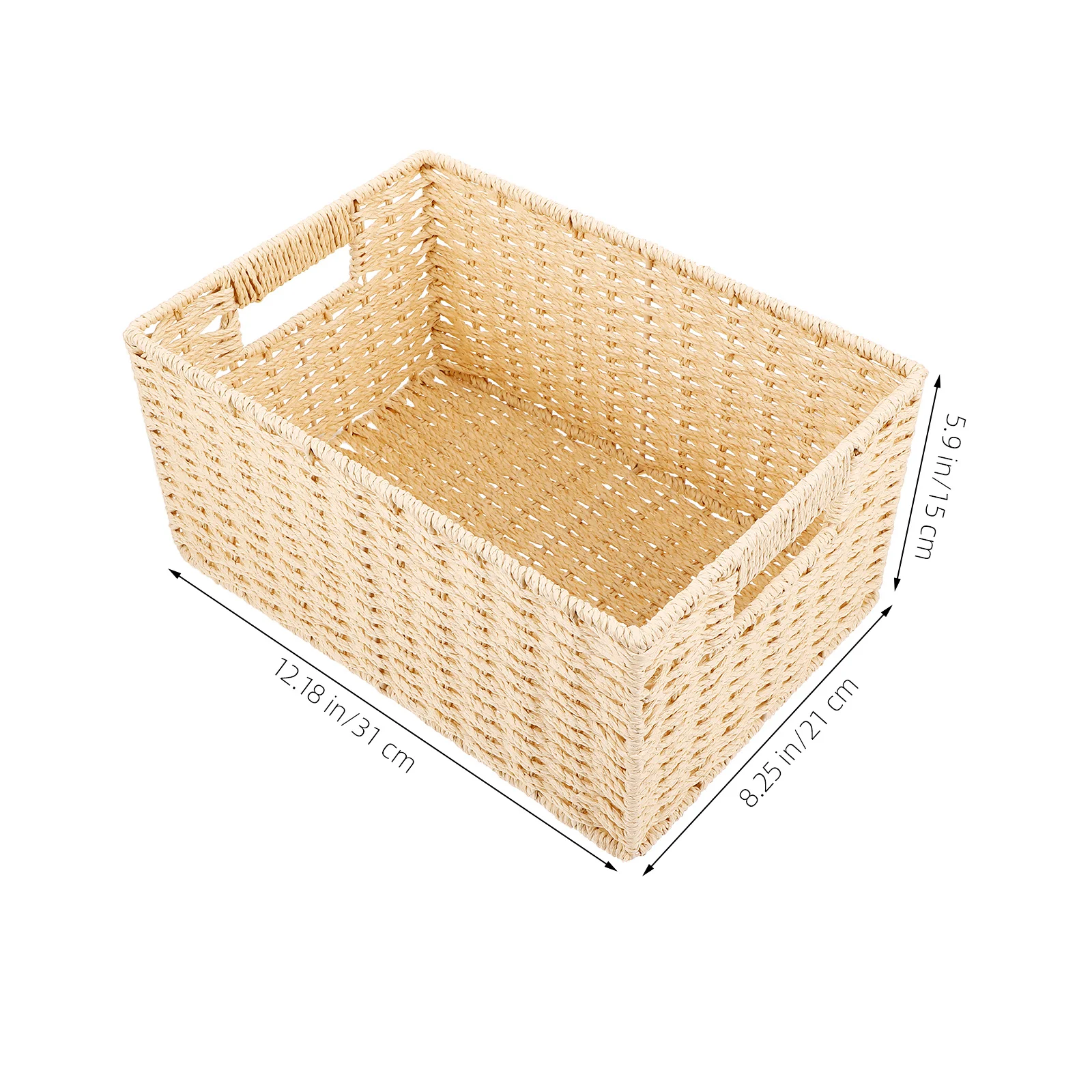 

Woven Storage Basket with Handle Multi-Function Sundries Organizer for Home Desktop Bedroom Fruit Vegetable Bread Snacks