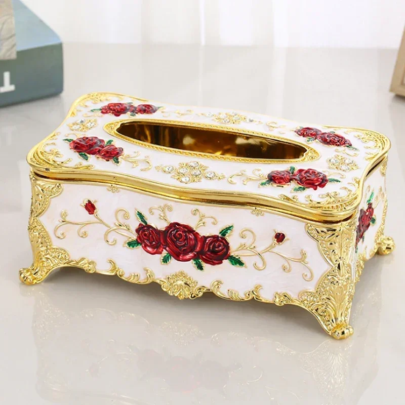 High-end Napkin Box Gold Silver European Tissue Box for Living Room Bedroom Home Storage Accessories