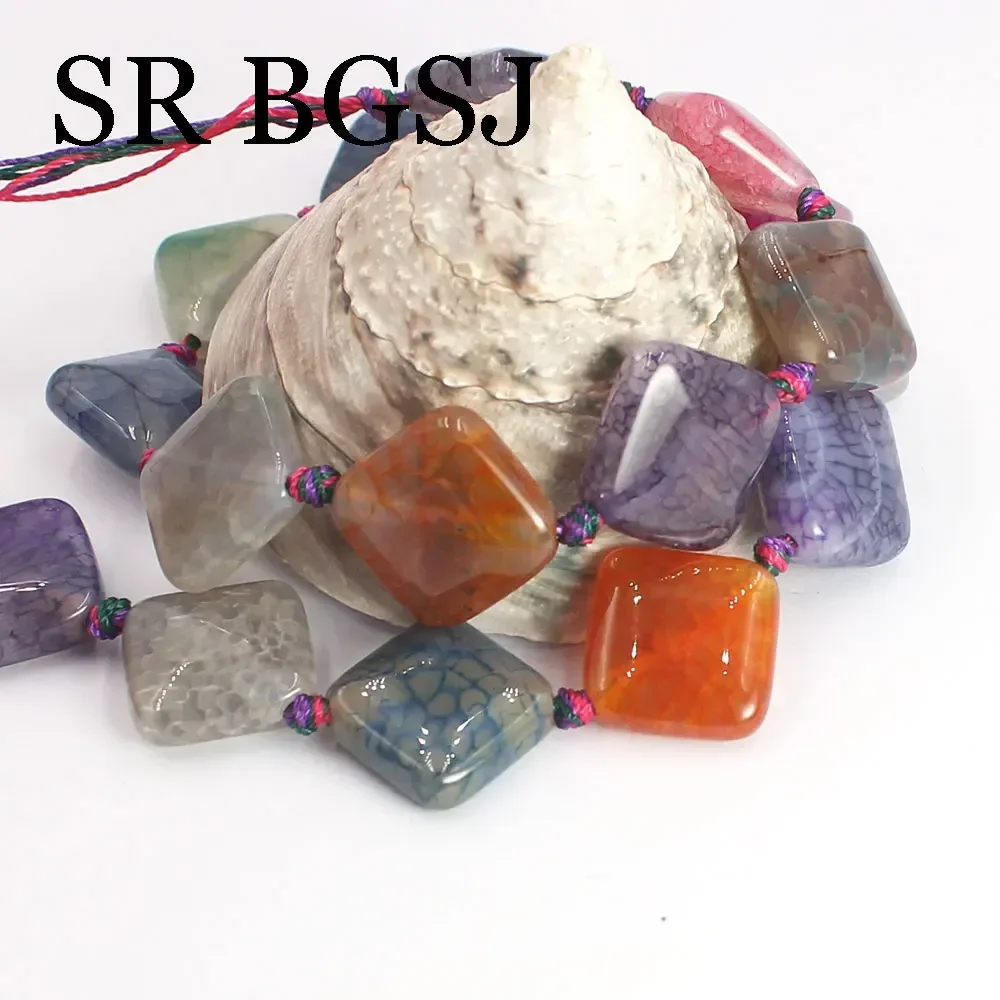 Colorful Rhombus Drip Water-drop Shape Multicolor Crackle Agat Onyx Gems Stone Jewelry Findings Beads Strand 15" image 6