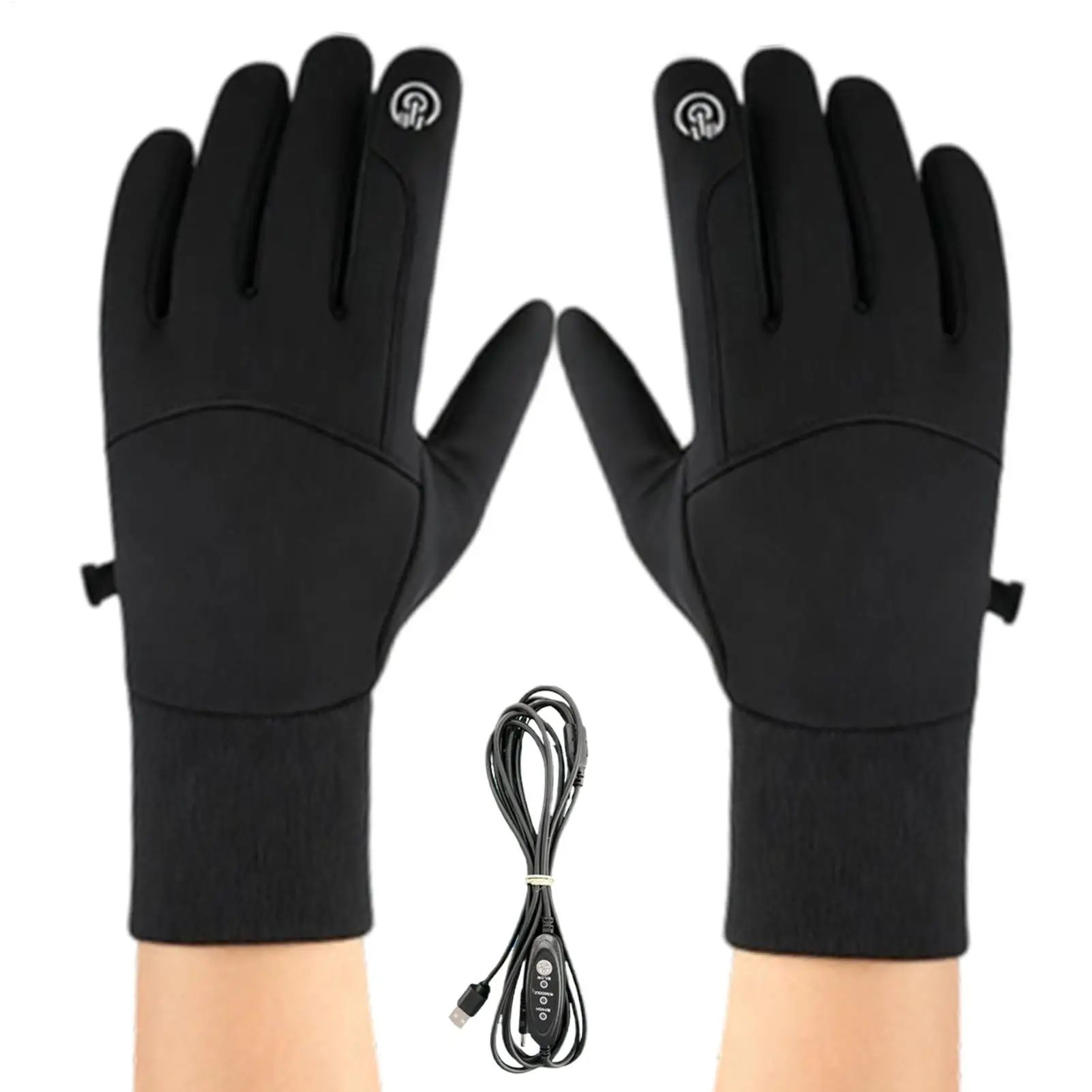 Elektrisch beheizte Handschuhe, Plug-in-Fäustlinge, 1 Paar elektrische USB-beheizte Handschuhe, Bildschirm-Touch-Steuerung für Skifahren, Radfahren, Wandern, Pendeln