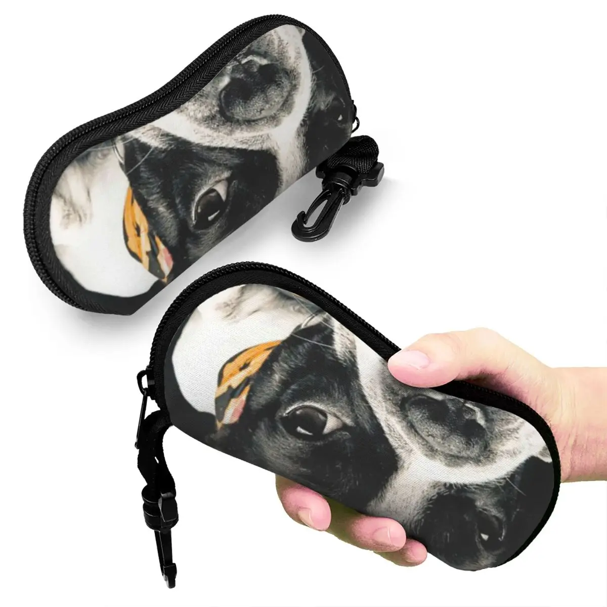 

Black Boston Terrier Shell Glasses Case Protective Sunglasses Box Women Men Soft Eyeglasses Bag Pouch