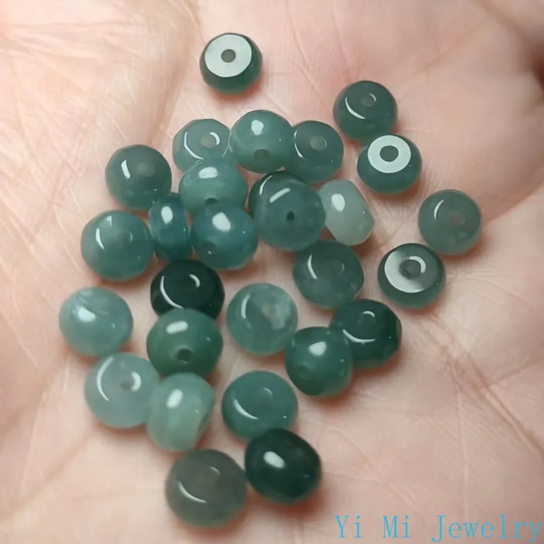 10pcs 5.5mm Myanmar Jadeite Blue Water Jade Abacus Beads for Jewelry Making Diy String Bracelet Beaded Necklace Accessories