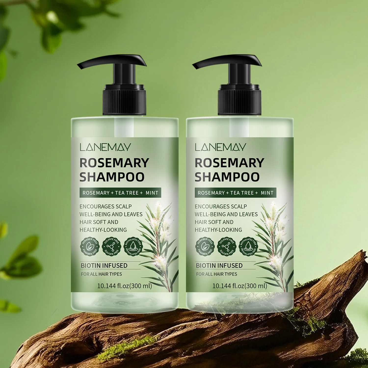 Rosemary Shampoo – 300ml. This silicone-free formula combines Rosemary, Tea Tree, and Mint to gently cleanse your scalp while re