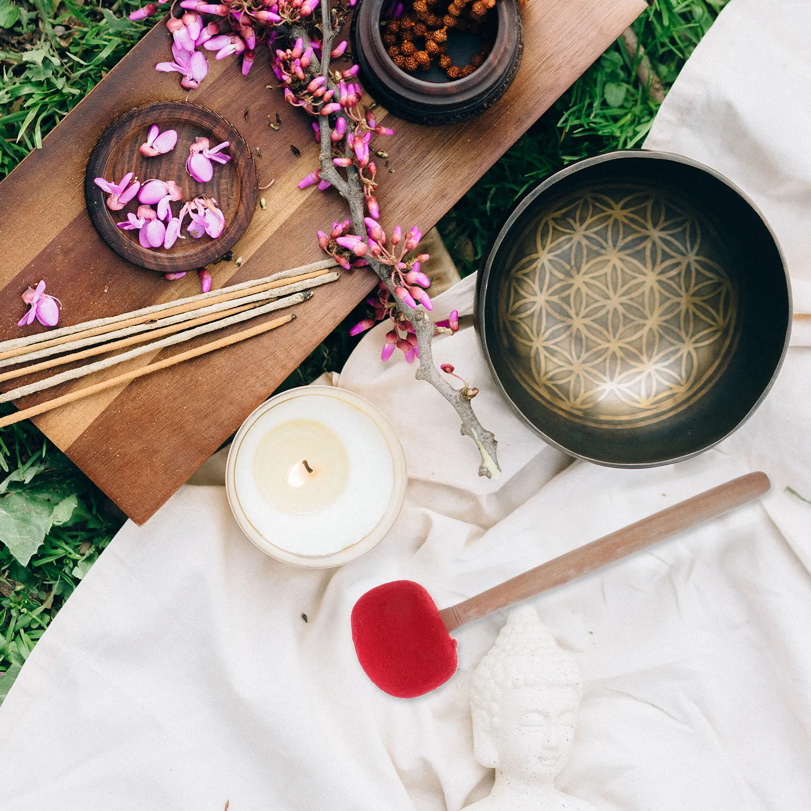 

Wool Felt Stick Singing Bowl Mallet Portable Meditation Yoga Tibetan Striker Bowls Wooden Handle Good Material Sound Accessory