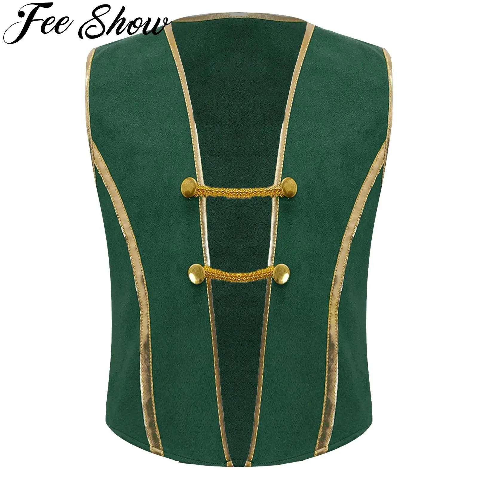 Kids Boys Medieval Renaissance Viking Pirate Costume Gold Trim Vest Vintage Waistcoat Halloween Cosplay Party Fancy Dress Up